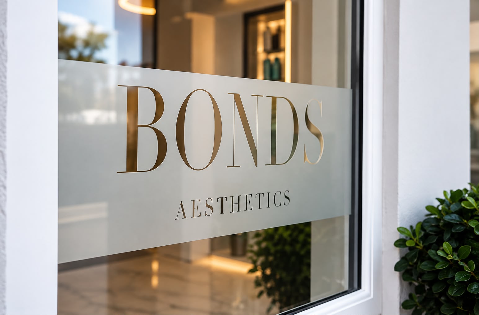 The Bonds Aesthetics salon window in Mere Green