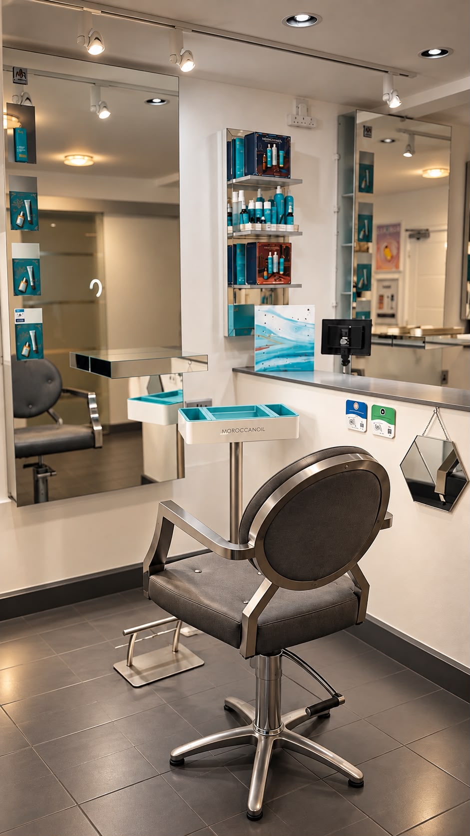 A styling station inside the Bonds Aesthetics salon