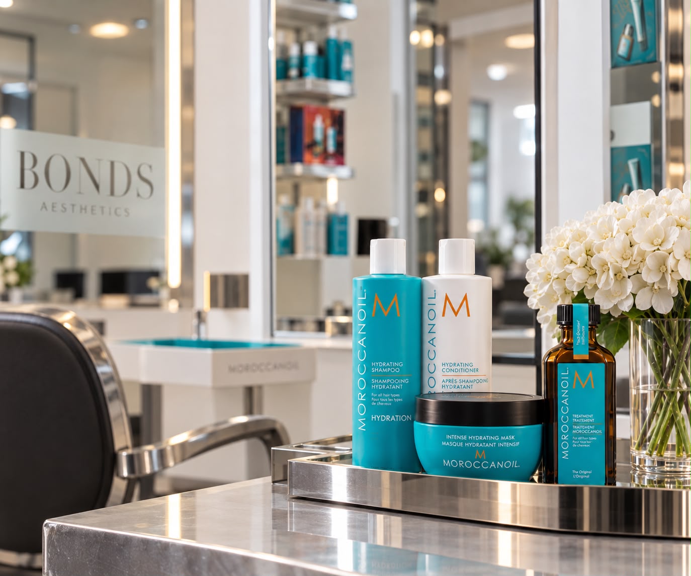 The Moroccanoil ritual tray at Bonds Aesthetics