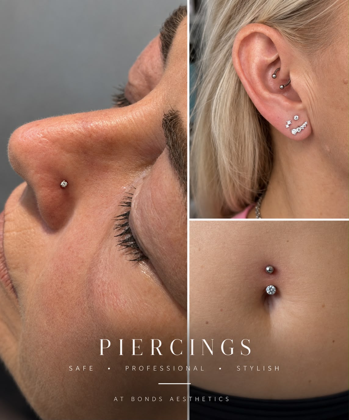 A curated ear with professional piercings